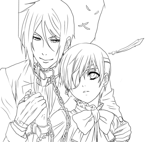 Ciel Phantomhive And Sebastian Michaelis Coloring Page